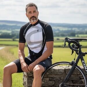 Cannondale Mens Cycling Jersey Medium Black White Grey 1/4 Zip Short Sleeve Mesh